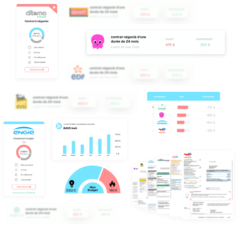 Aperçu OPTEAM+ ÉNERGIE — comparatifs et offres fournisseurs