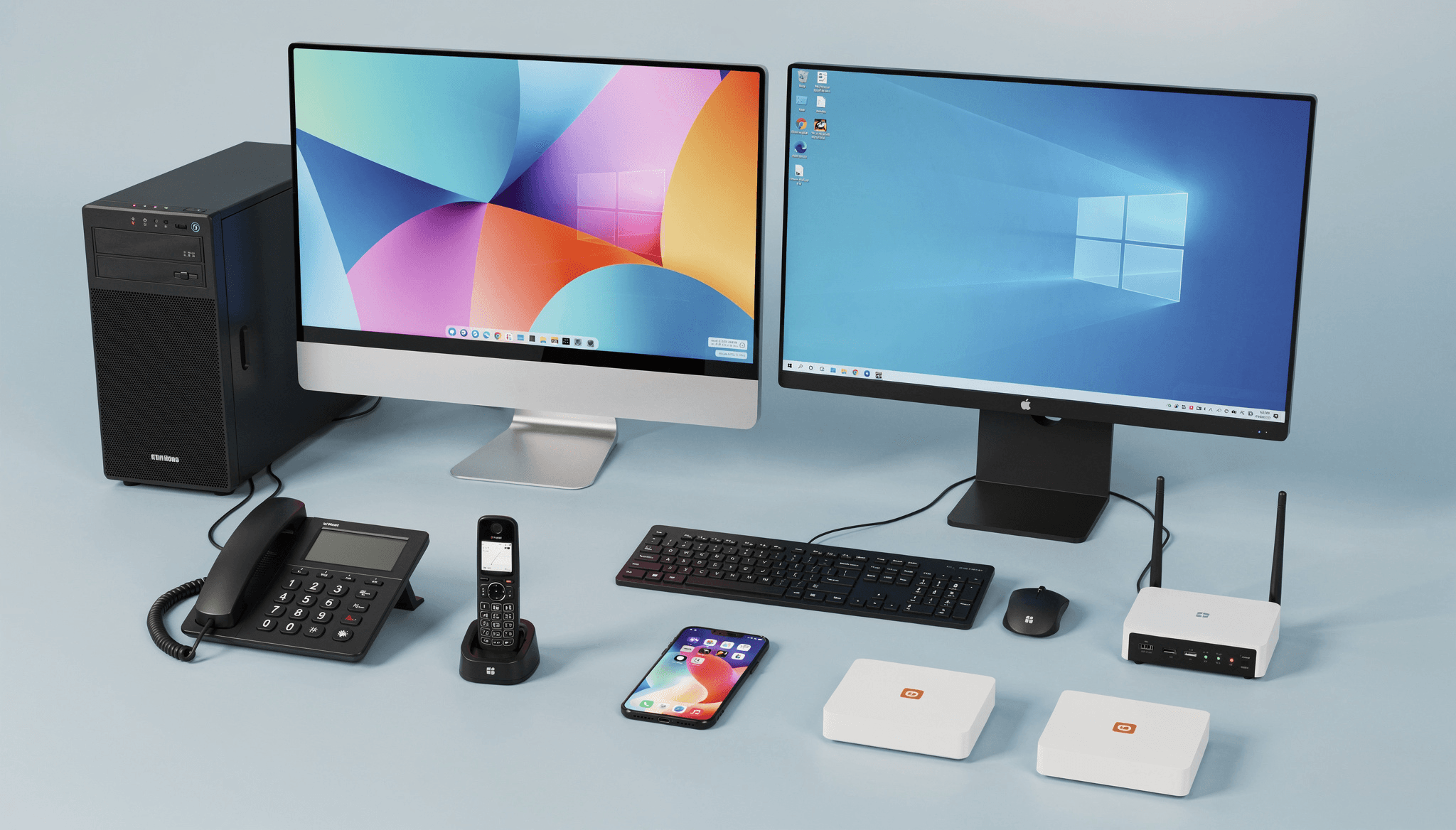 Postes informatiques — écrans, téléphones et accessoires
